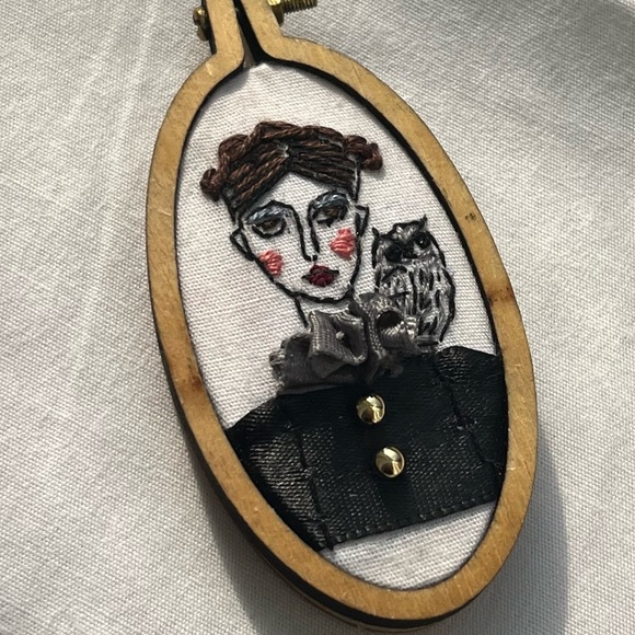 Other - THE WIDOW’S OWL Embroidered Portrait Pendant